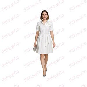 🌲 Karl Lagerfeld Paris Winter White 3D Flower Shirtdress  XS(Fits XS–S) NWT